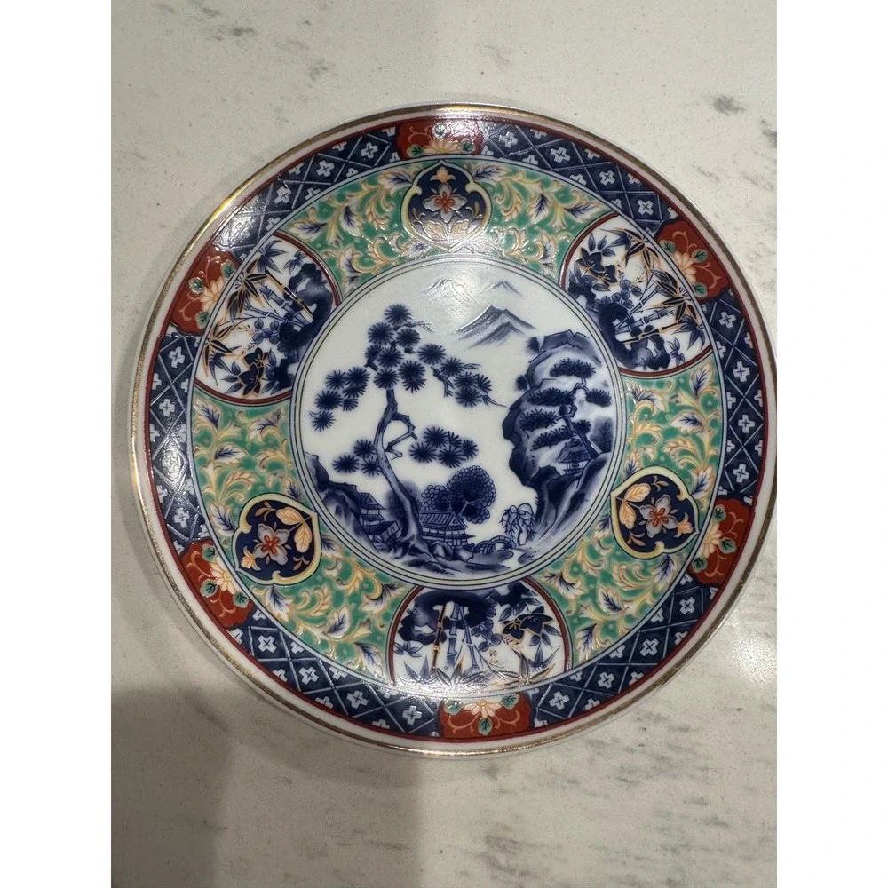 Vintage Japanese handpainted Imari Porcelain Wall Plaque Set of 4 Made in Japan